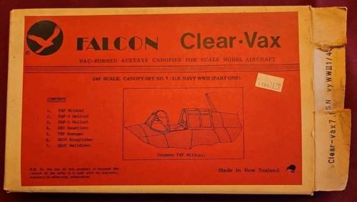 Falcon Clear-Vax 1/48 Scale Canopy Set No. 7 - U.S. Navy WWII (Part One)