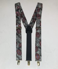 Vintage 1980s CAS W. Germany Y-Back Geometric Suspenders Braces Gold Tone Clips