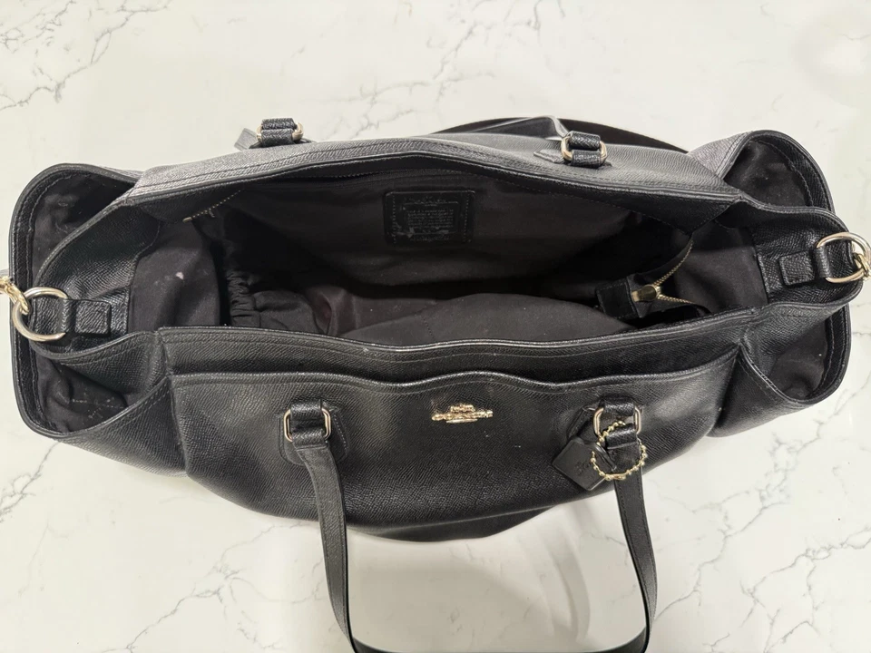 Coach Crossgrain Black Leather Baby Diaper Large Tote Bag F57786 - Image 4 of 4