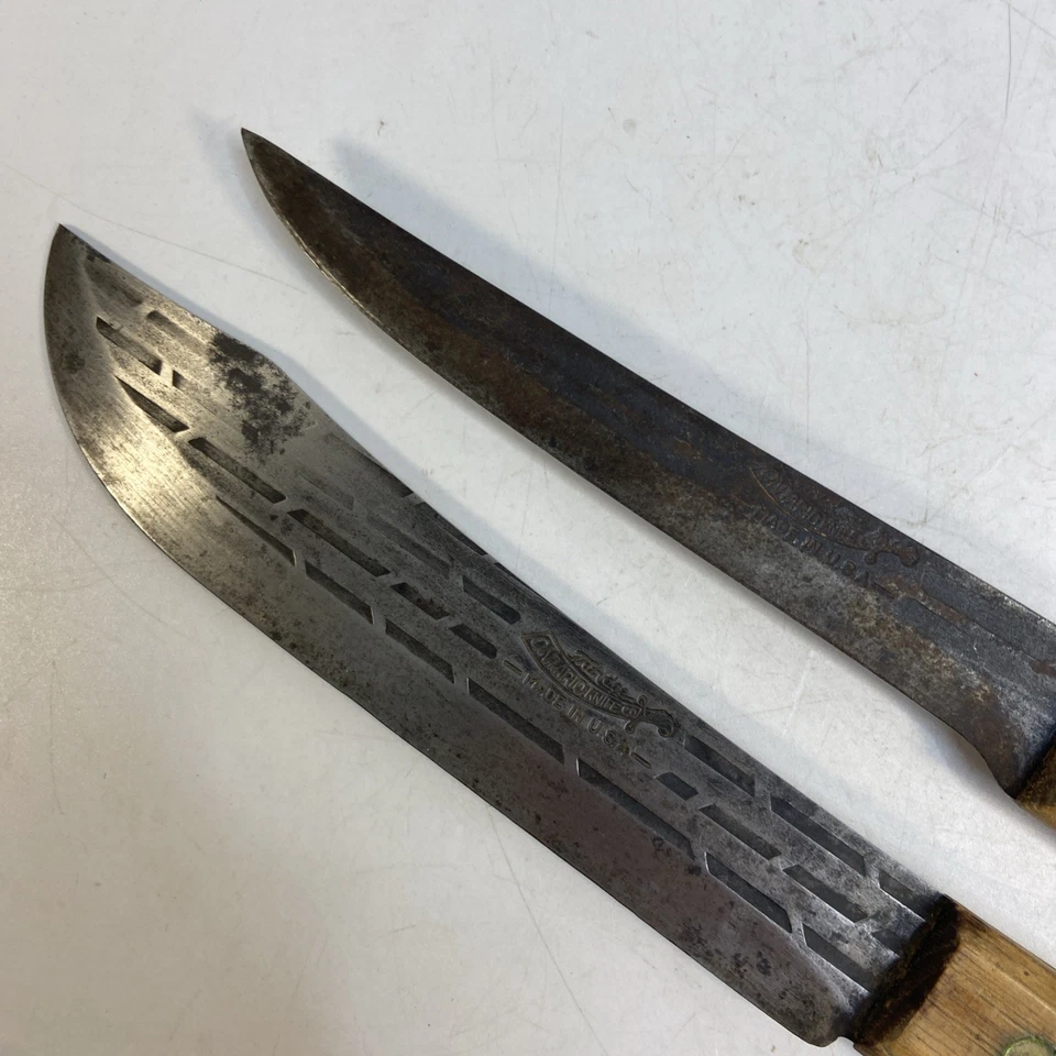 Lot 2 Vintage Old Hickory Ontario Knife Co 7" Butcher 6" Boning Kitchen Butcher - Image 3 of 4