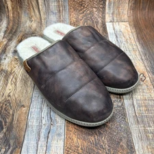 OluKai Mua Ili Leather Slippers Shearling Lined Comfort Slides Mens 13 / EUR 46