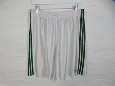 Vintage Adidas Shorts Mens XL White Green Dazzle Shiny 10" Baggy Basketball