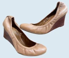 TORY BURCH Eddie Ballet Tan Soft Leather Wedge Shoe With Box Sz 9.5
