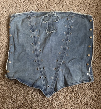 Fashion Nova Blue Denim Strapless Corset Top XL Zip Front Eyelet Accents