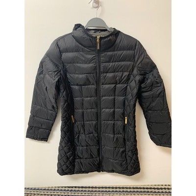 Michael Kors Black Packable Down Puffer Jacket Hooded Womens Medium MK