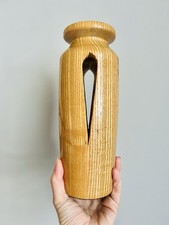 Vintage Handmade Wooden Bud Vase With Cutouts
