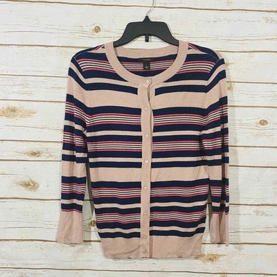 Halogen women's multicolor striped button front round neck long sleeve dress S
