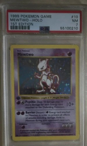 Pokémon Mewtwo Base Set Shadowless 1st Edition Holo 010/102 PSA 7 1999