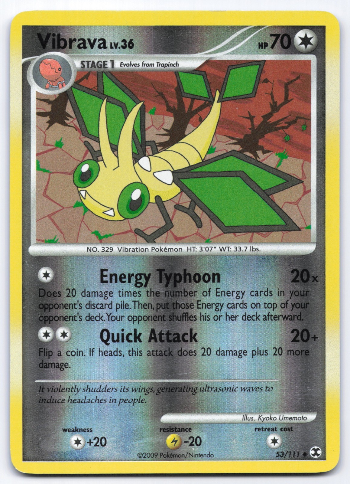 Vibrava 53/111 Rising Rivals Reverse Holo Pokemon Card
