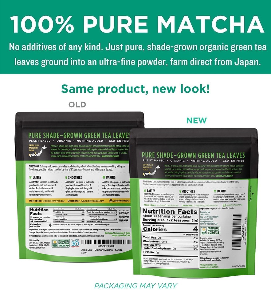 Jade Leaf Organic Matcha Green Tea Powder - Authentic Japanese Origin ...