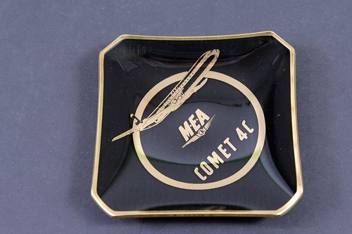 MEA Middle East Airlines Comet 4C Vintage Glass Trinket Dish Mid-Century