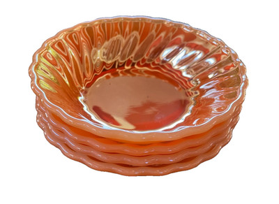4 Anchor Hocking Fire King USA Schälchen Dessert Peach Perlmutt Vintage 50er