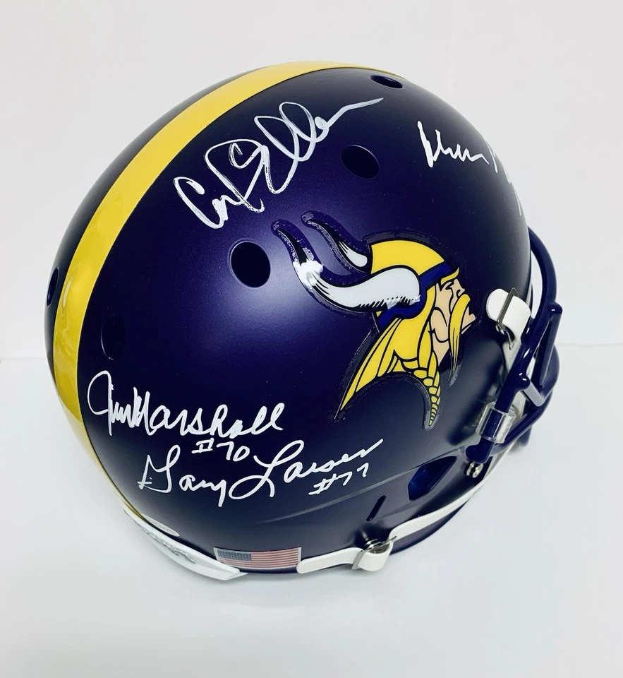 Vikings Purple People Eaters Signed by 4 Custom Matte Full Size Helmet - JSA LOA - Image 2 of 4