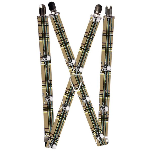 `Suspenders - 1.0`` - Skull & Cross Bones Plaid Tan` (Us Import) ACC NEU-image