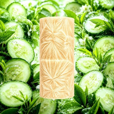 Green Tea & Cucumber Pillar Candle - 4 Sizes - Choose Your Colour