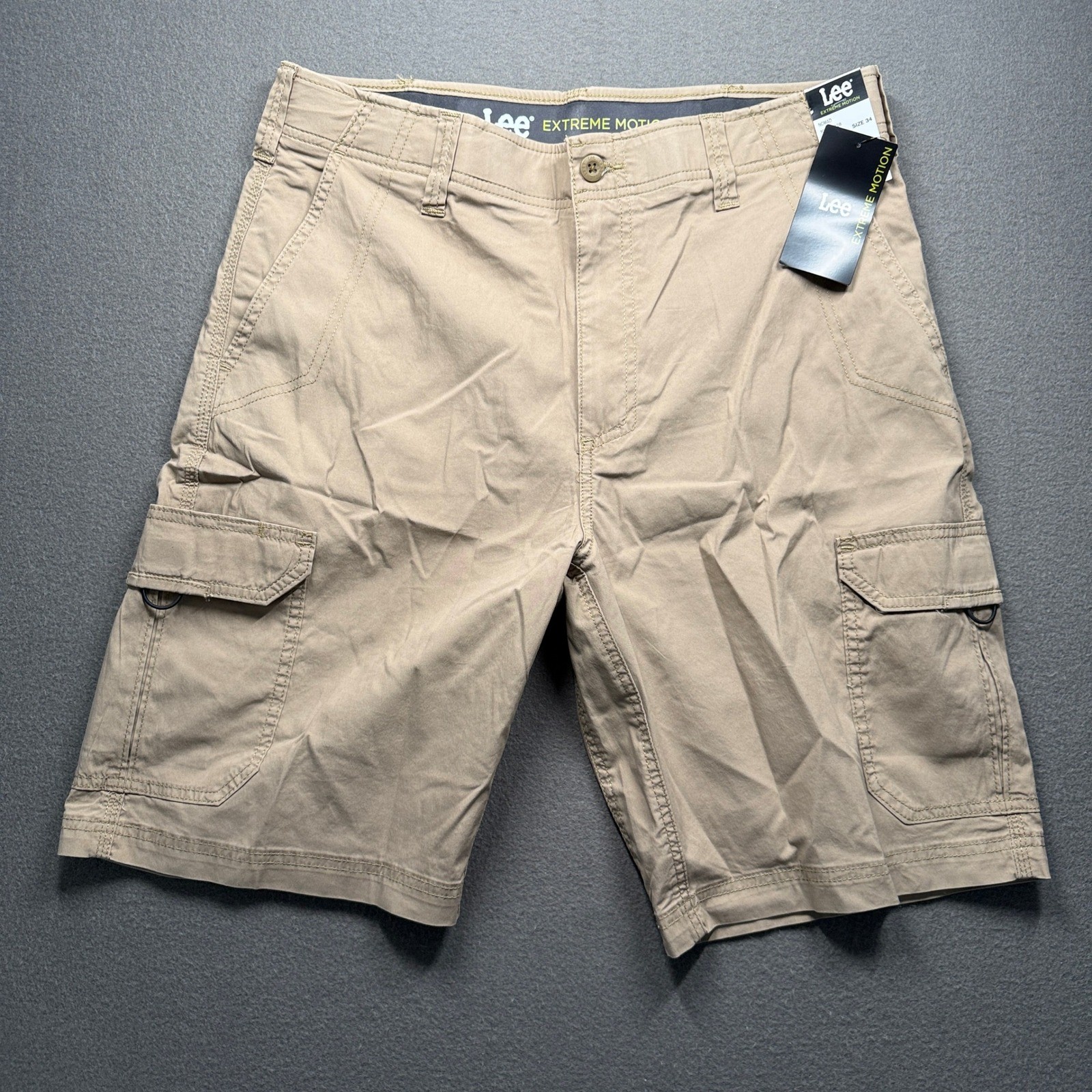 Lee Extreme Motion Cargo Shorts Mens 34 Nomad Tan Stretch 102187028