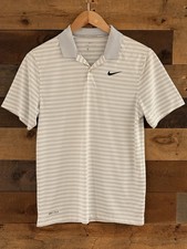 Nike Golf Dri-FIT Polo Shirt Men  s Small White Gray Striped