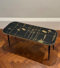 MID-CENTURY 'ATOMIC' ERA GLASS-TOPPED COFFEE TABLE, PROBABLY BELGIUM, 1950s-60s