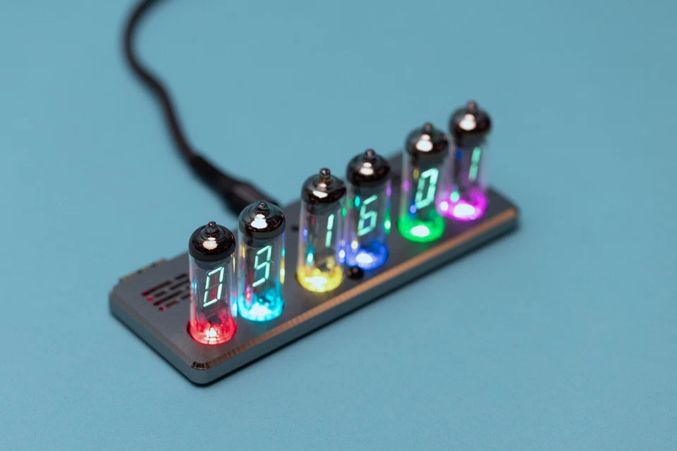 VIVID WiFi Retro VFD Tube Clock Home Desktop Vacuum Tube Holiday Gift Decor - Image 3 of 4