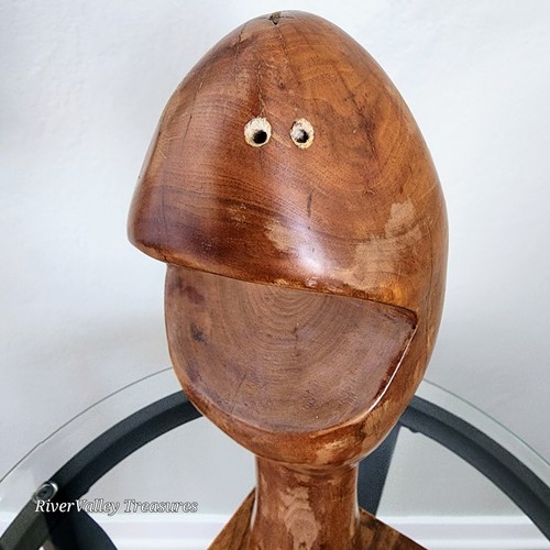 RARE Vintage Large Mid-century Brutalist Wood Carved Sculpture Bust MCM OOAK - Picture 15 of 20