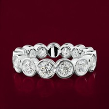 14k White Gold Eternity Band Lab Created Round 2 Carat Diamond E F VVS2