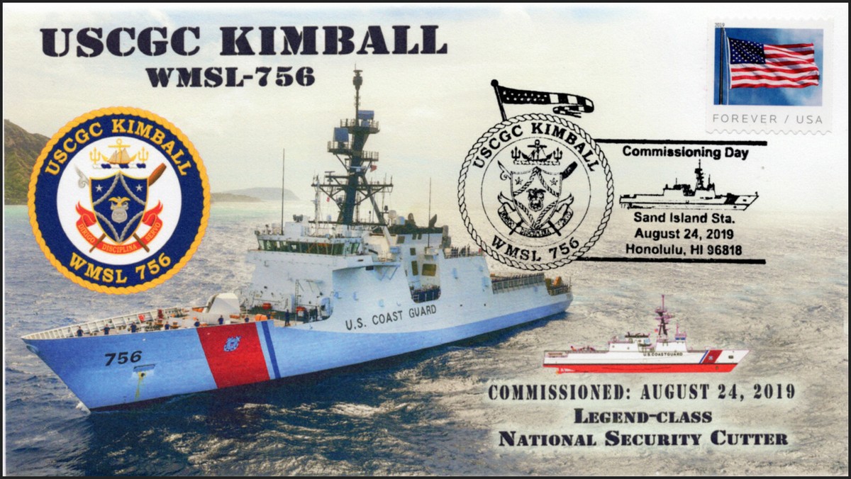 19-290, 2019,USCGC Kimball, Pictorial Postmark, Event Cover 19-290, 2019,USCGC Kimball, Pictorial Postmark, Event Cover