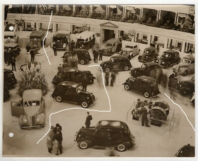 Archiv Baryt Foto 1937 Ford Motor Show Albert Hall London Auto Ausstellung Messe
