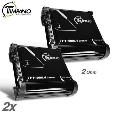 2x Timpano TPT-1000.4 2 Ohms Brazilian Amplifier 1000W Car Audio 4 Channel Amp 