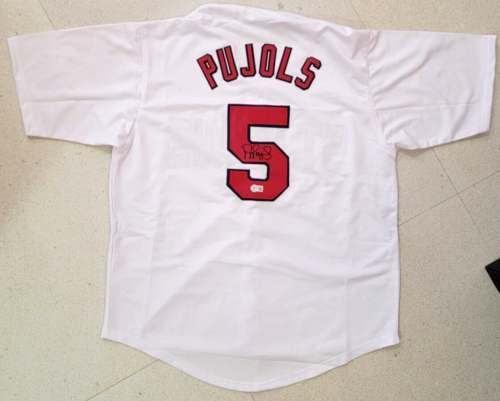 St. Louis Albert Pujols Signed In Black White Jersey Beckett BAS Witnessed - Picture 1 of 3