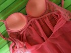 S Hot Pink Negligee Babydoll nightie sheer lace underwire chiffon sexy — photo 7