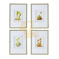 S/4 Botanical Wall Arts Gold White Indoor Outdoor Living Dining Room