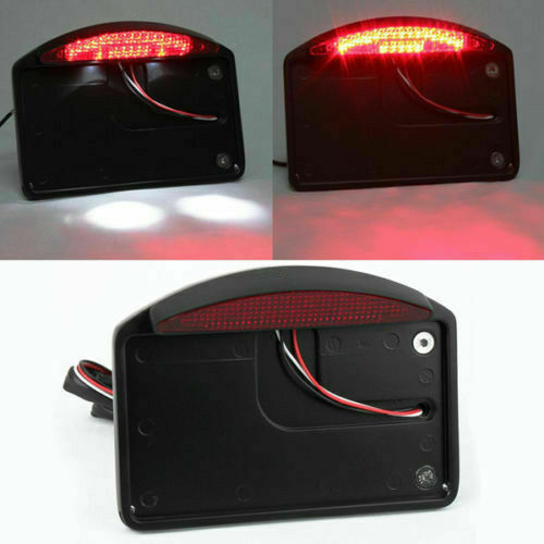 LED Motorcycle Tail Light With Side-Mount License Plate Bracket – Fits Harley Honda Suzuki, Smoke Lens