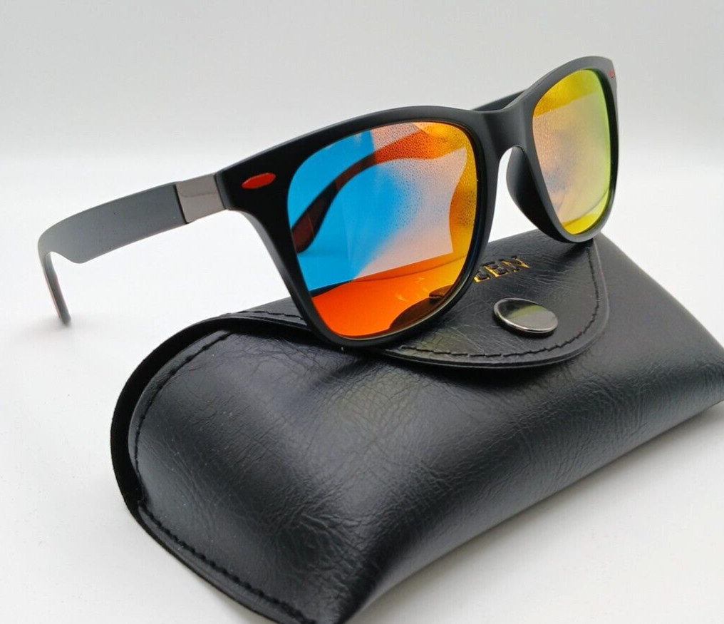 GQUEEN Retro ORANGE/RED Polarised Sunglasses Mens Womens Driving UV400 BAG SHELF