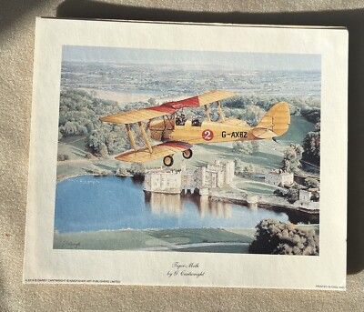 Tiger Moth over Leeds Castle by G. Cartwright - Original Colour Print Kingfisher