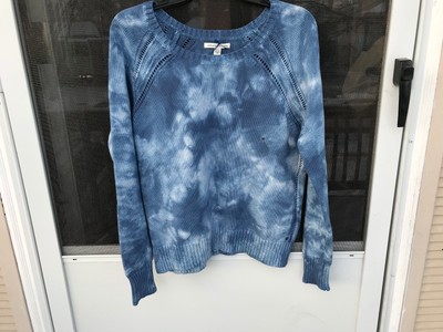 blue and white pullover
