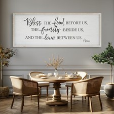 Bless The Food Before Us Home Decor Wall Sign For Family Kitchen Farmhouse Di...