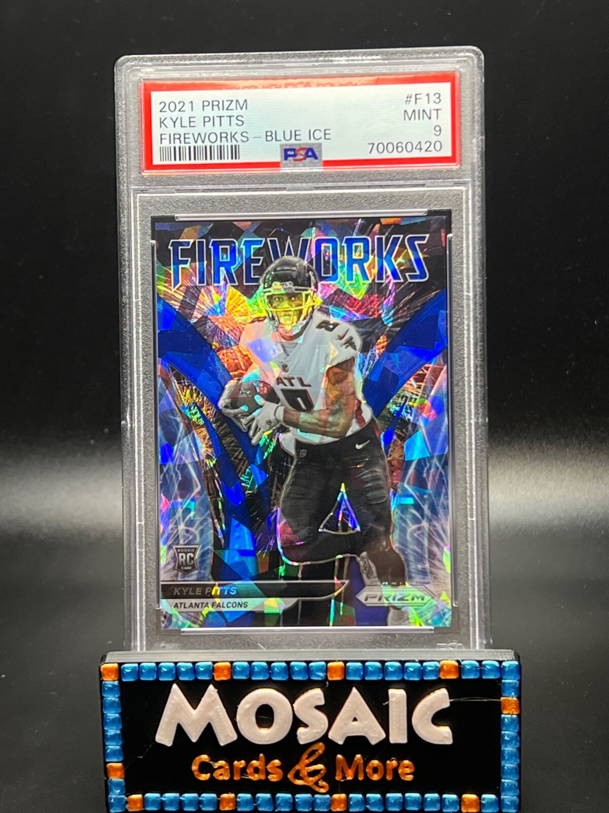 2021 Panini Prizm Kyle Pitts RC Rookie SP /99 Fireworks Blue Ice #341 PSA 9 Mint