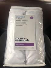 New Room Essentials Dorm Bed 4 Pack Fitted Sheets Twin Twin XL White Microfiber