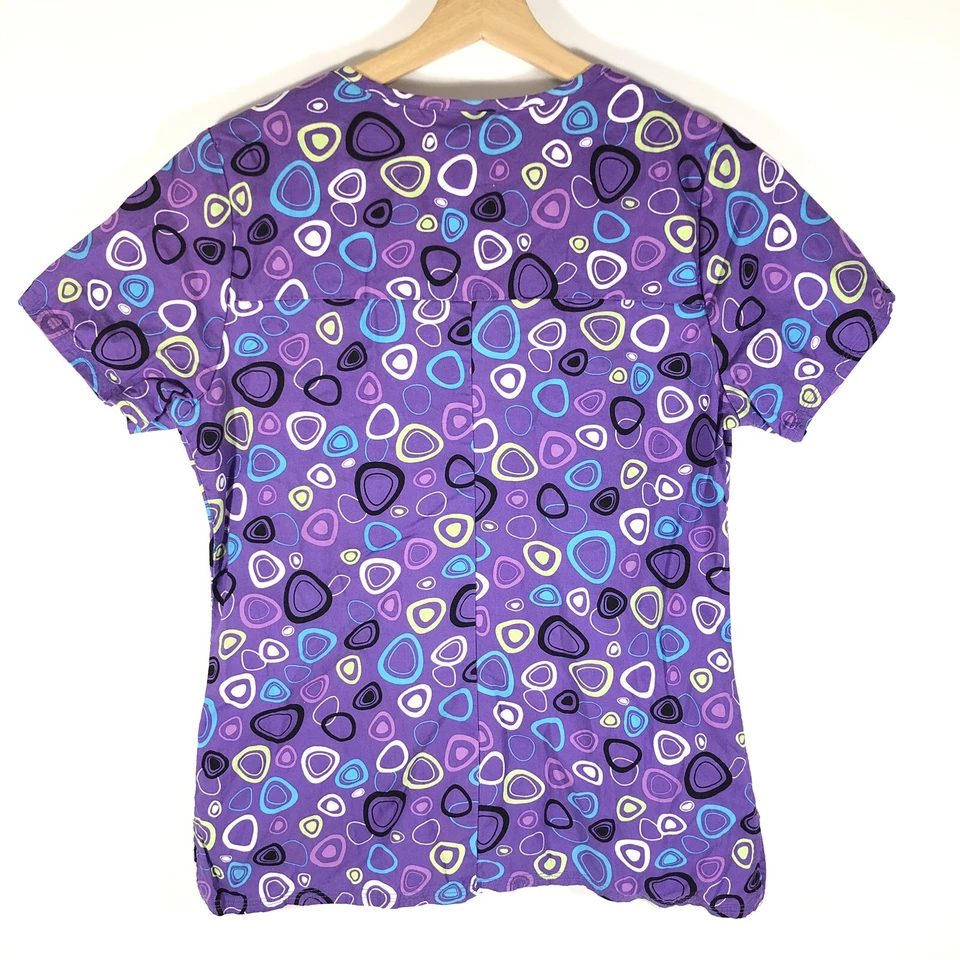 Scrubstar Scrub Top Graphic Printed Purple Women’s XS - Image 2 of 3