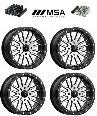 Set of (4) 14x7 MSA M37 Brute Beadlock Machined Wheels -CanAm 4x137 w/ Lugs