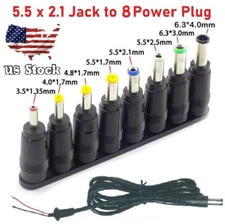 8Pcs 5.5x2.1mm Laptop Universal DC Power Jack Set Charger AC DC Adapter Plug