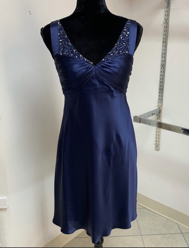 Size 4 Navy Blue Prom Homecoming Short Bridesmaid Cocktail Party Formal Dress