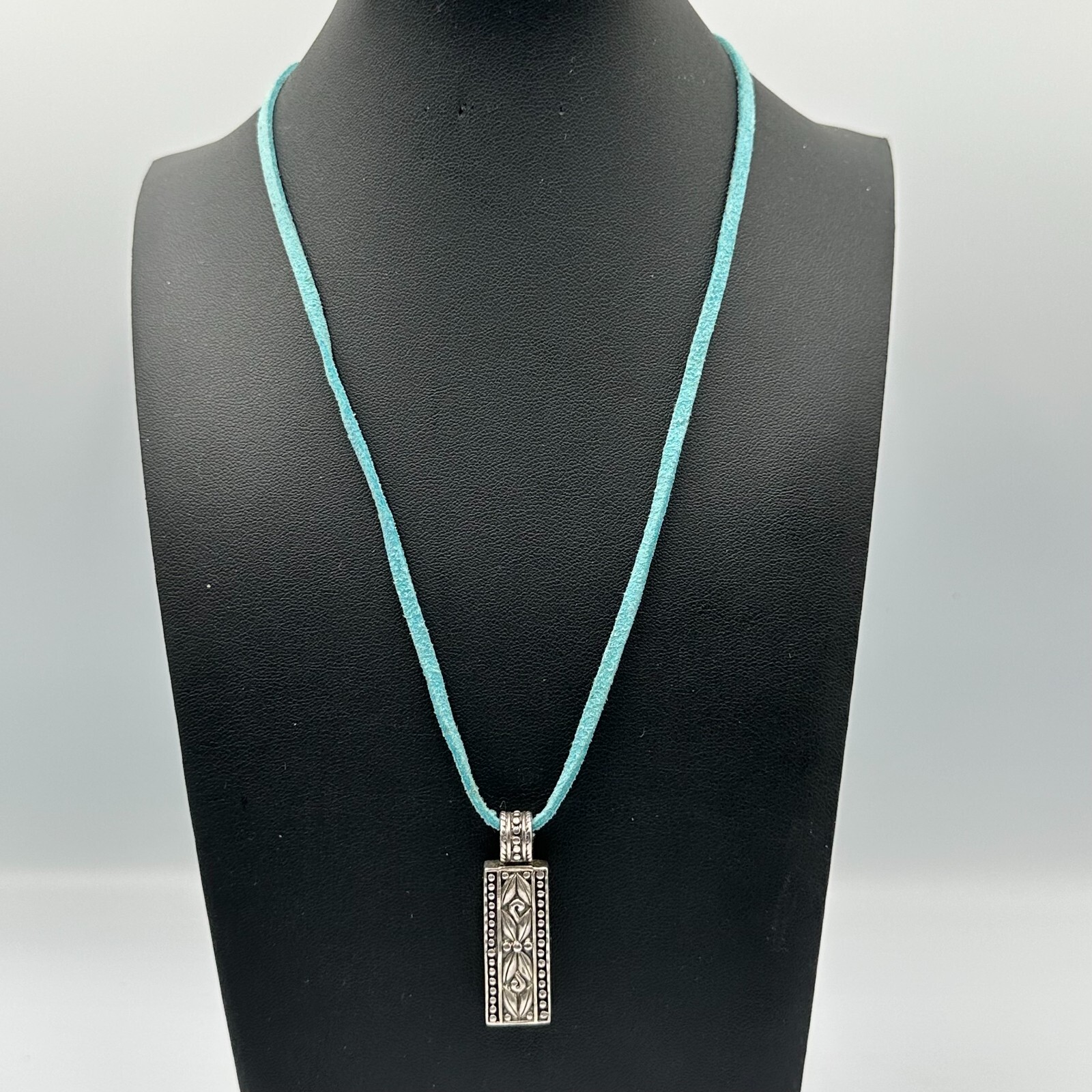 Sterling Silver Rectangular Bar Pendant Necklace … - image 2