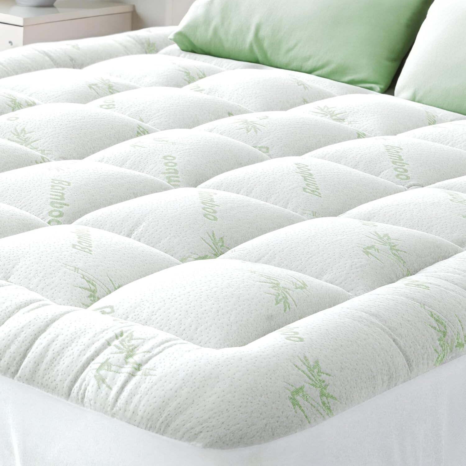 Ultra Soft Bamboo Viscose Queen Mattress Topper with Pillow Top