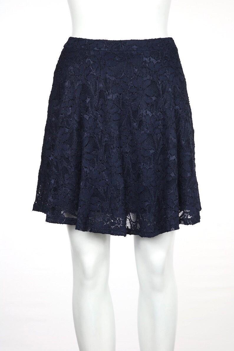 Aqua Skirt Size S Navy Lace Floral A-Line Above Knee Casual