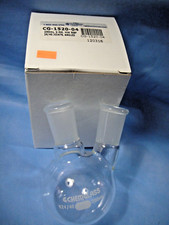 CHEMGLASS 250mL 2-Neck Round Bottom Flask 24/40 Outer Neck Angled 20° CG-1520-04