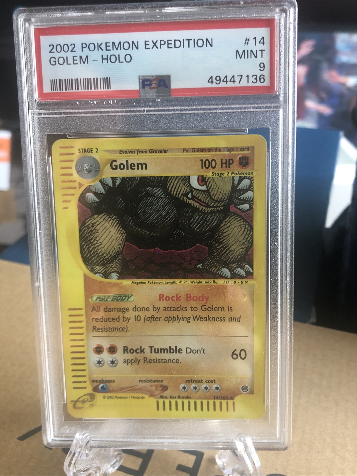 PSA 9 MINT Golem Expedition Holo Rare 14/165 Pokemon Card