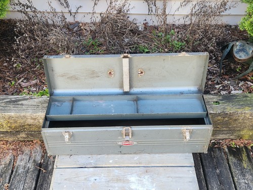Craftsman 6517 Carpenters Toolbox w/Tray Metal 30" Vintage Side Handles - Picture 2 of 24