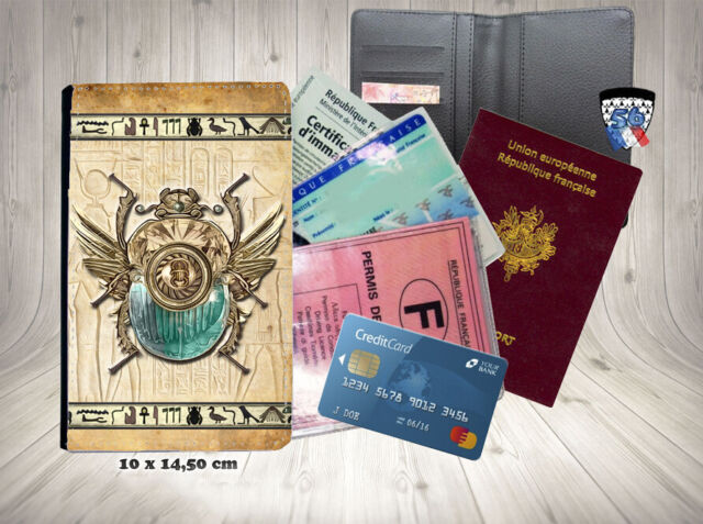 scarabée egypte anienne 003 porte carte identité grise permis passeport