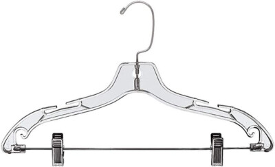  Plastic Suit Hangers 100 Clear Adult Size 17'' Pinch Grip Clip Retail Clothing